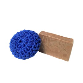 Handcut 4oz Body Soap Bar & Handmade Loofah Scrubbie (Black Coconut)