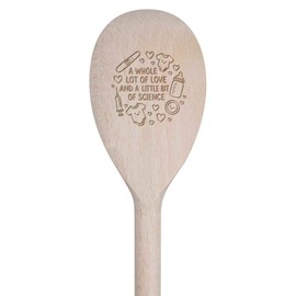 30cm 'A Whole Lot of Love and A Bit of Science' Wooden Cooking Spoon (SO00025628)