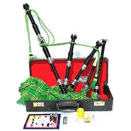 AAR Scottish Great Highland Bagpipes Silver Mounts Tutor Book, P Chanter and Hart Carry Case