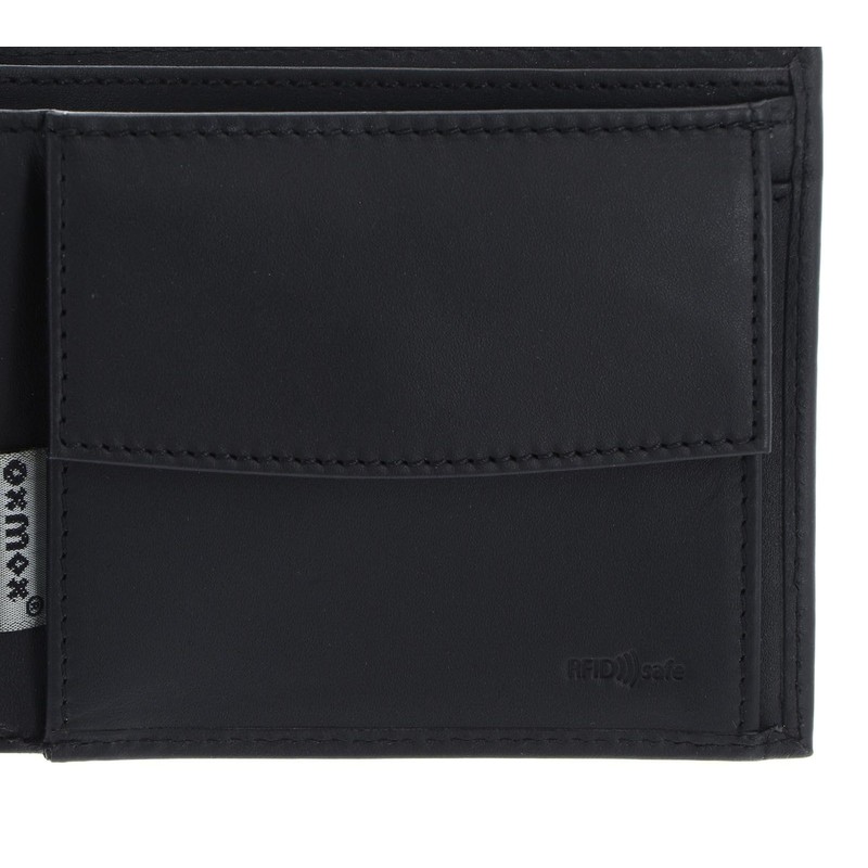 Oxmox Leather Wallet RFID Protect, Lizard Embossed Black, Classic