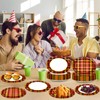 Lonfliness 50Pcs Fall Thanksgiving Plaid Plates Disposable Paper Red Orange