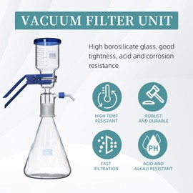 Lab Vacuum Filtration Apparatus Kit 1000 mL Filtering Flask & 300 mL Glass Buchner Funnel
