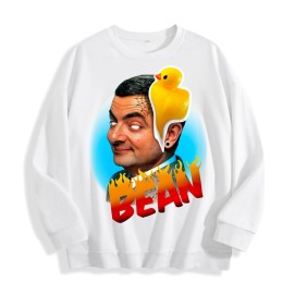 Mr. Bean Graffiti Rubber Duck Graphic Crewneck Sweatshirt, US Warehouse, 6 ColorsSize: L, Color: White