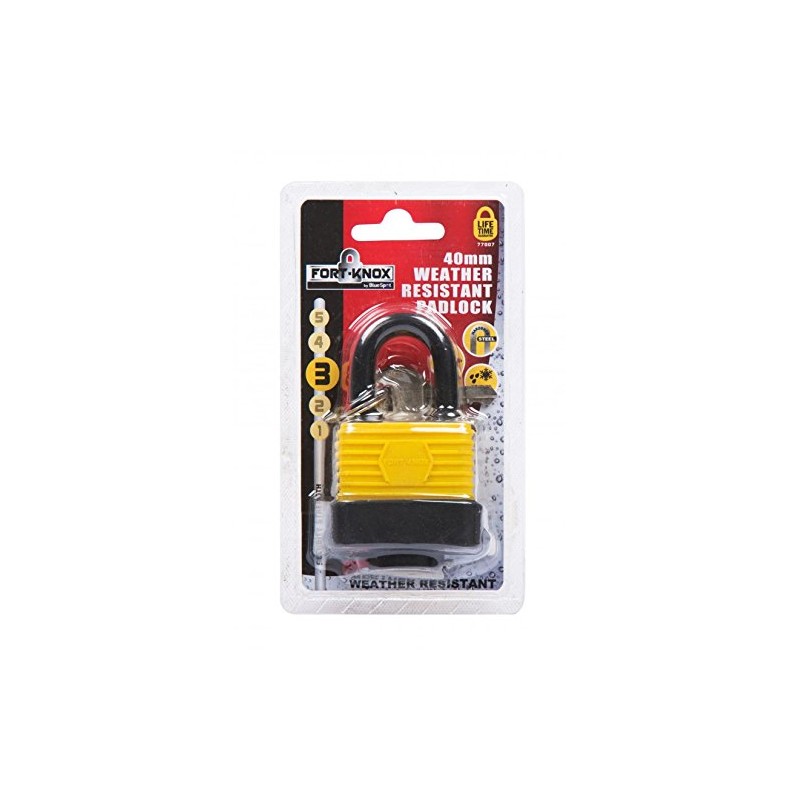 Fort Knox 77007 40 mm Weather Resistant Padlock - Yellow