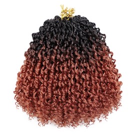 Eerya 8 Inch Yanky Twist Crochet Hair for Women 8 Packs Fluffy Prelooped Senegalese Spring Mini Yankee Yaki Twists Crochet Braids Synthetic Braiding Hair Extensions (8 inch, OT350)