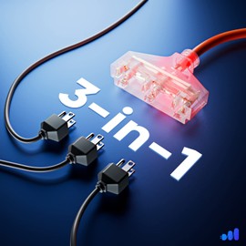 Extension Cord 6 ft, (2 Pack) Extension Cord with Multiple Outlets, SJTW 14 Gauge (Orange) ETL Listed