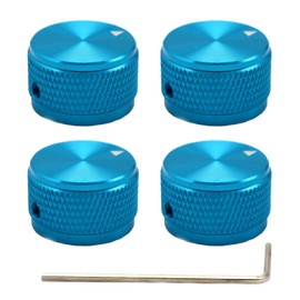 Samherome 4cps Aluminum Alloy Potentiometer Control Knob - Metal Guitar Bass Knob, Universal 6mm Diameter Shaft Rotary Encoder for Keyboards, DIY Electronics, and Audio Equipment (Blue)