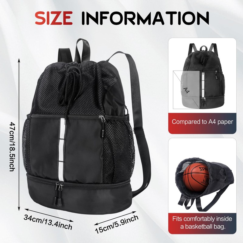 EASEITGO Drawstring Backpack with Shoe Compartment and Wet Pocket, Gym