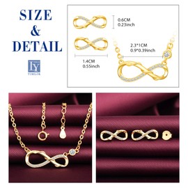 Yumilok Women's Jewellery Set Necklace with Snake Infinity Pendant and Women's Stud Earrings Made of 925 Sterling Silver Rose Gold, Sterling Silver, Cubic Zirconia