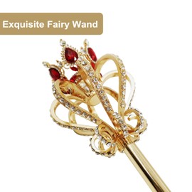GlSAKE Queen King Scepter Rhinestone Fairy Princess Wand Role Play Props Party Wedding Dress-up Costume Accessories(19.7Inch,7 Ounce)(Red)