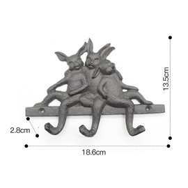 WINTENT Cast Iron Rabbit Wall Hook Rack (Rabbit-4)