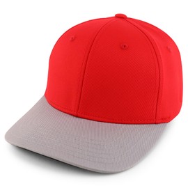 Trendy Apparel Shop - Gorra de béisbol ajustable de algodón estructurado en dos tonos, Rojo, gris, XX-Large