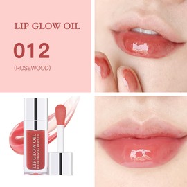 XTJXTJ Hydrating Lip Glow Oil Moisturizing Plumping Lip Tint Lip Gloss Transparent Lip Balm Long Lasting Nourishing Repairing Lightening Lip Lines (012# ROSEWOOD)