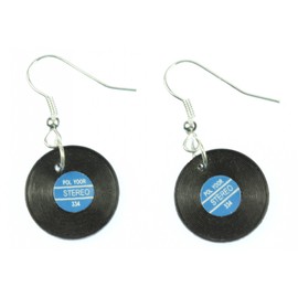 Miniblings LP Vinyl Records Music Vinyl DJ Platter Blue Hanger Earrings