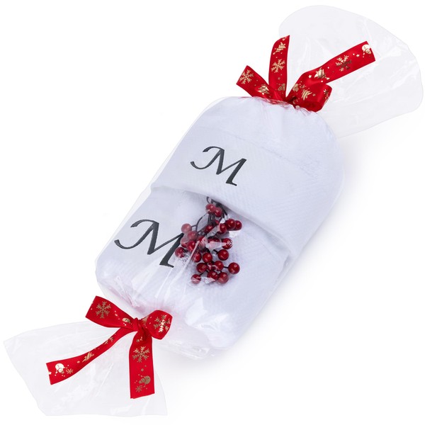 Luxury Monogrammed Towels Set - 2 Pack Soft Cotton Bath