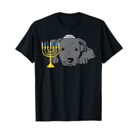 Jewish Pitbull Dog Menorah Hanukkah Pajamas Chanukah PJs T-Shirt