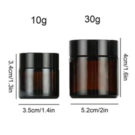 Saijer Amber Glass Empty Jar, Pack of 12 Cosmetic Glass Empty Jars, Cream Jars, Brown Glass Containers, Ointment Jars, Refillable Cosmetic Containers for Creams, Lotions, Essential Oils, Powder, 10