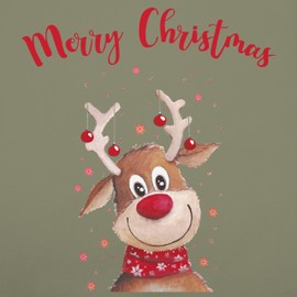 Shirtracer - Apron - Christmas Apron - Adult - Merry Christmas Reindeer, 9 Sage Green