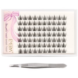 EMEDA DIY Eyelash Extensions, Mix 11-14 mm, 70 Pieces, Cluster Eyelashes with Tweezers, Super Thin Band, DIY Eyelashes, Reusable Natural False Eyelashes, Eyelash Bands (13 mm)