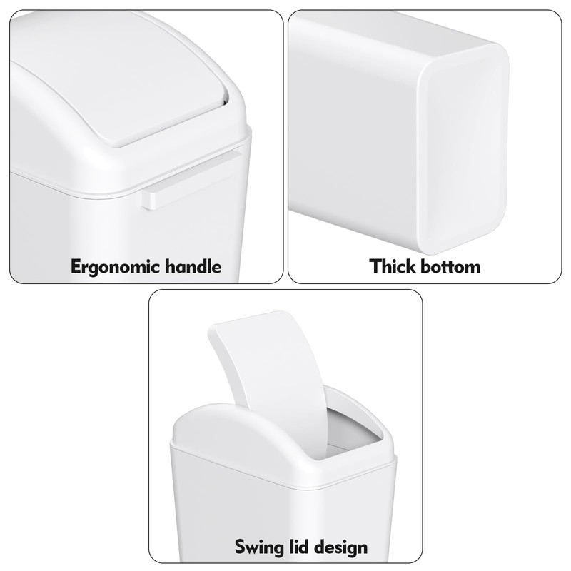 Waikhomes 15 L Garbage Bin with Swing Lid, Plastic Swing