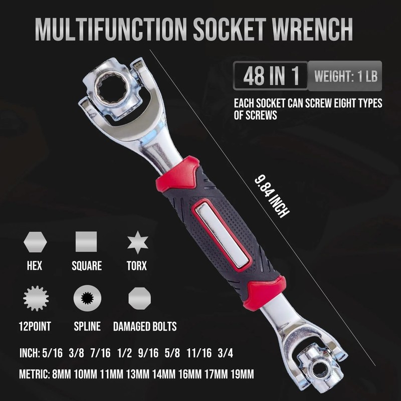 48 in 1 Socket Wrench, Stainless Steel Multi Function Tool