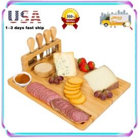 NewHome Bamboo Charcuterie Boards- Simple Meat and Cheese Board Set w/ Charcuterie Board