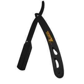 Classic Samurai CS-102 Matte Black Folding Straight Razor, Shavette with 100 Count Single Edge Razor Blades (Black)