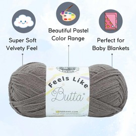 Lion Brand Yarn Feels Like Butta Yarn Cocoa 215-125 (3-Skein) Same Dyelot Worsted Medium #4 Soft 100% Polyester Bundle with 1 Artsiga Craft Bag