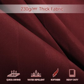 PANGSINNE Long Burgundy Fabric Shower Curtain - Striped Tall Heavy Duty Cloth Shower Curtains for Bathroom, 230GSM Large Hotel Spa Luxury Bath Curtain Set with 12 Hooks(72Wx78H, Burgundy)