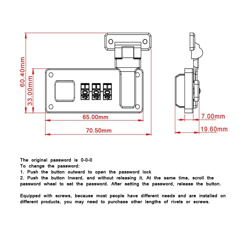 2pcs Tool Box Hasp, Luggage Suitcase Hasps with Combination Lock,Replacement