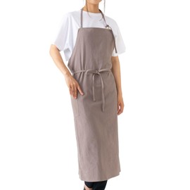 OKselect Linen Apron with 1 Pocket, Neck Type, Hides Buttocks, Unisex, Unisex, Women's, Men's, Lightweight, Stylish, Cafe, Work, Cooking Class, Home Party, Kitchen, Length 39.4 inches (100 cm),