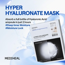 MEDIHEAL Hyper Hyaluronate Mask 10pcs | Hydrogel Overnight Face Mask for Deep Hydration | Korean Collagen Face Mask | Hydration, Moisturizing, Soothing, Inner Glow | Korean Skincare