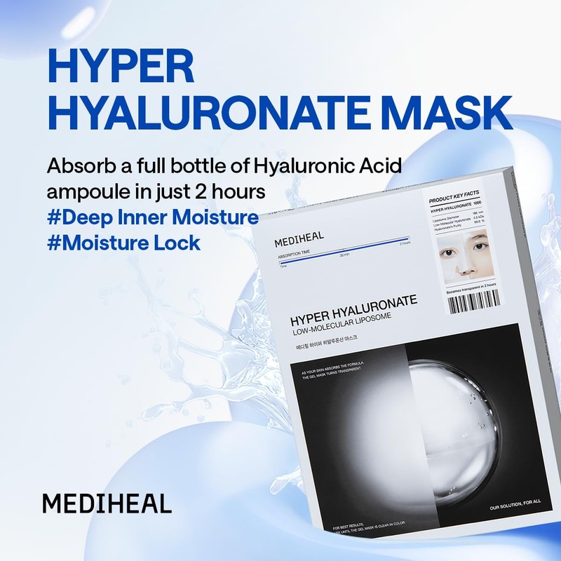 MEDIHEAL Hyper Hyaluronate Mask 10pcs | Hydrogel Overnight Face Mask