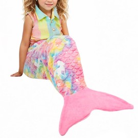 Catalonia Classy Glow in The Dark Mermaid Blanket, Fluffy Plush Fleece Mermaid Fin Cuddly Blanket, Mermaid Gift, 114 x 41 cm, Unicorn