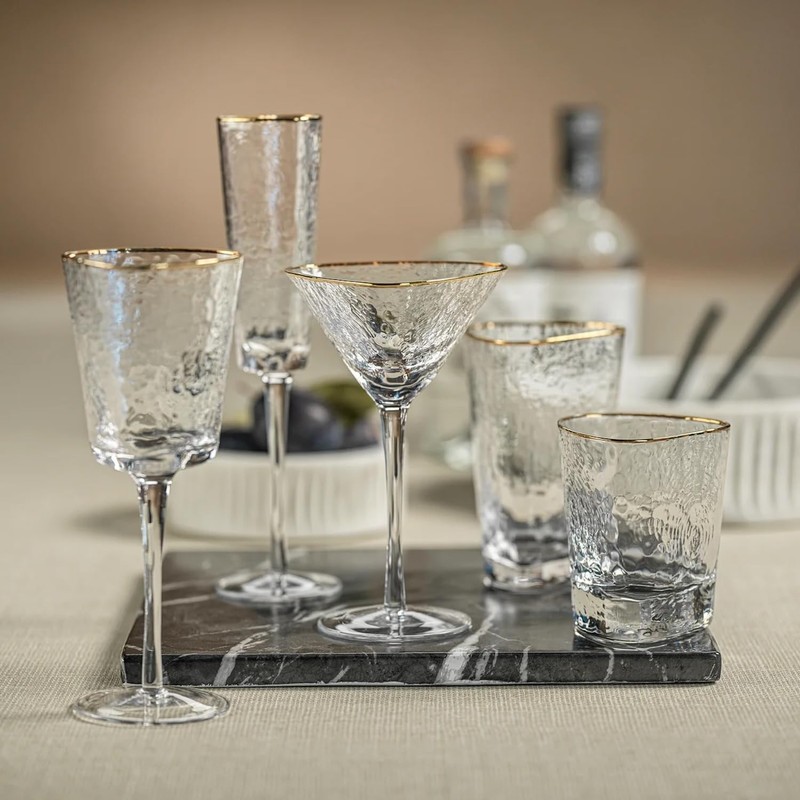 Zodax Aperitivo Triangular Stemware or Glassware - Clear with Gold