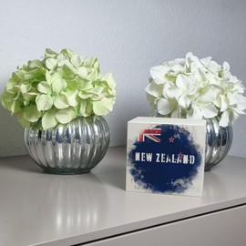 Wooden money box with New Zealand flag in used look, piggy bank for holidaymakers, a beautiful money box decorated with the New Zealand national flag to travel to