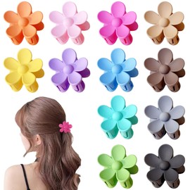 Qckarobe Qckarobe Small Flower Hair Claw Clips for Women Girls Kids, 12Pcs Cute Flower Hair Clips for Women Thin/Medium Thick Hair, 1.35 Inch Mini Flower Claw Clips Non Slip Matte Tiny Hair Claw Clips