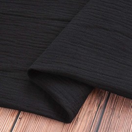 moonfarm Fluffy Double Gauze Fabric, Cotton, Plain, Approx. 3.3 ft (1 m) x Width 4.9 ft (1.4 m) Cut, Flexible, Hypoallergenic, Black