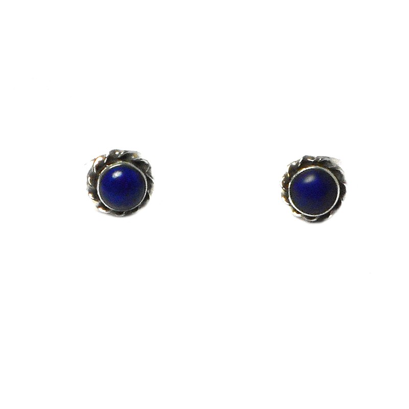 Lapis Lazuli and Sterling Silver Stud Earrings - 5mm -