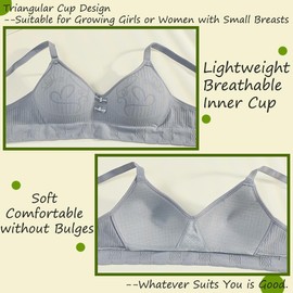 Lohhbve Teen Girls Bra Lightly Lined Wireless Cotton Bralette Breathable for 10-16 Years with Adjustable Straps 3 Pack