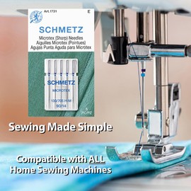 SCHMETZ Microtex Sharp Sewing Machine Needles - Quilting & Topstitching Supplies, Size 90/14, 5-Needle Card, Pack of 5