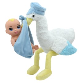 Magic Nursery: 8" Special Delivery Set - Blue - Posable Newborn Baby Doll, Large Plush Stork, Bottle, Hard Body, New Adventures, Toddler & Kids Age 2+