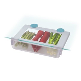 Joseph Joseph 851664 Refrigerator Storage, Refrigerator Organization, Under Shelf Storage, Under Shelf Drawer, Suction Cup, Fridge Store, Undershelf Drawer, Translucent