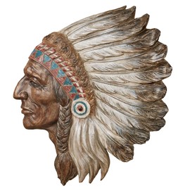 Touch of Class Noble Leader Native American Head Wall Decor | Tribal Chief Sculpture