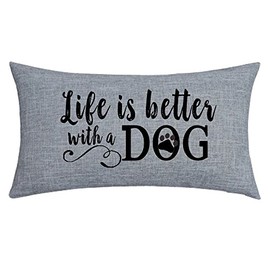 NIDITW Nice Gift With Inspirational Quote Words Life Is Better With A Dog Waist Lumbar Throw pillow case Cushion cover pillowcase for Sofa home decorative Rectangle 12"X 20"