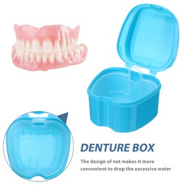 Beavorty Denture Case: Denture Bath Box Cup with Strainer Basket - Retainer Cleaning Box, Care for Dentures, Clear Braces, Mouth Guard, & Retainers, Traveling