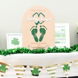 Our Little Lucky Charm Footprint - Newborn First Holiday Milestone Signs, Little Lucky Charm Party, St. Patrick's Day Decoration Supplies (Little Lucky Charm Footprint)