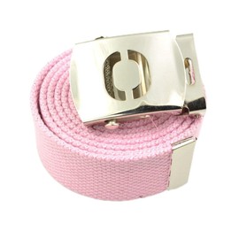 Capital Initial "O" Canvas Military Web "Light Pink" Belt & Silver Buckle 60 Inch