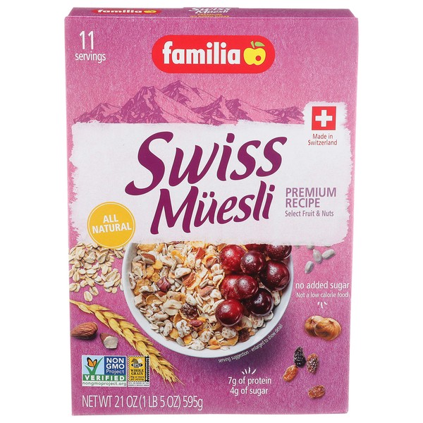 Familia Swiss Muesli Premium, No Sugar Added, 21 Ounce (Pack of 1)
