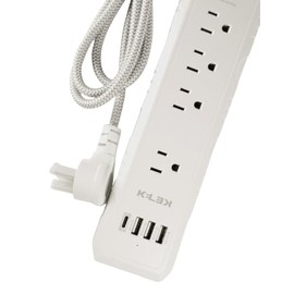 KELEK Multicontacto con 4 Salidas de127AC, 3 USB-A y 1 USB-C con SUPRESOR de Picos y extensión Flexible
